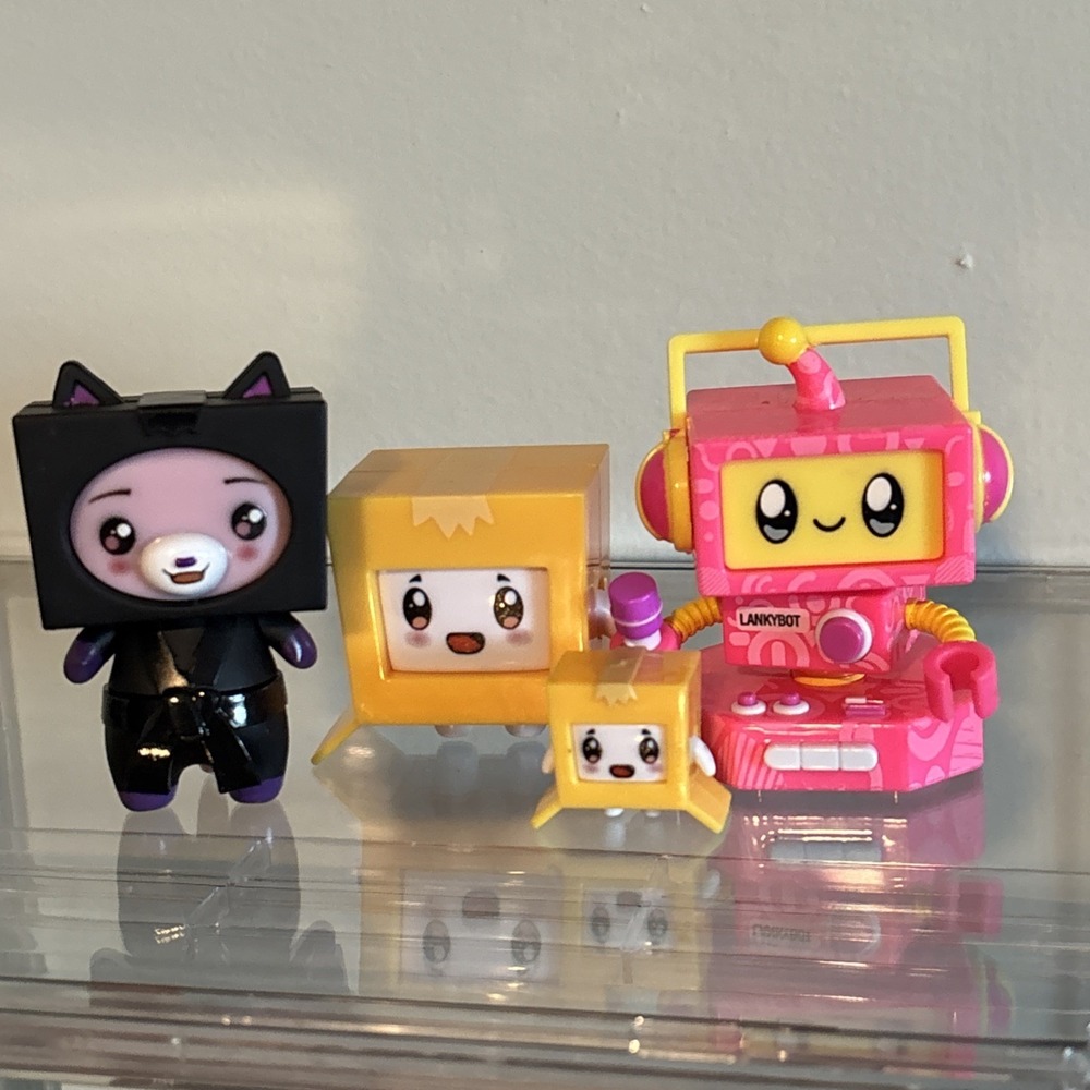 BOXY Lankybox Series Ninja Fox , Pink Robot, Boxy + 1 Micro Mystery Fig Figure